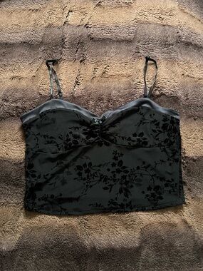 Black Floral Velvet-Devore Cami Top